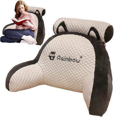 Приліжкова подушка для читання, м&39яка подушка з підлокітниками Надзвичайно зручна підтримка спини, ергономічна подушка. Для читання, гри або перегляду телевізора. 50x70 см, рисова хаскі