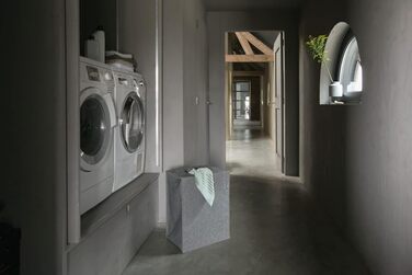 Мішок для білизни - Швидке відкриття - Міцний текстильний мішок - Економія місця - Кришка складається, утворюючи ручки - Легке спорожнення - Pepper Black - 55 L - 29,5 x 54,0 x 50,5 см