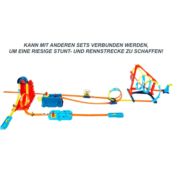 Конструктор треку Hot Wheels, деталі треку та з'єднувачі (36 деталей) для гоночних треків Hot Wheels, вкл. 1 іграшковий автомобіль