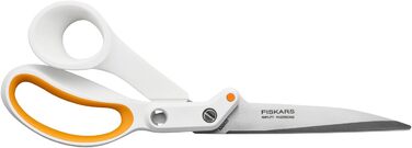 Універсальні ножиці Fiskars Razor Edge, довжина 21 см, лезо з нержавіючої сталі/пластикові ручки, білий/помаранчевий, підсилювач, 1005223 (універсальні ножиці 24 см НОВИНКА)