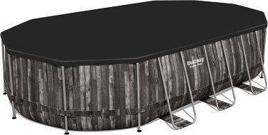 Басейн Bestway Power Steel Frame Pool Complete with Filter Pump 610 x 366 x 122 см, Wood Look (Bog Oak), Oval