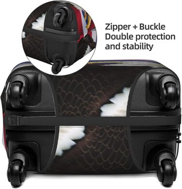 Чохол для валізи Орел і американський прапор, міцний захист для багажу розміру XL (для валіз 45,7 - 81,3 см), чорний