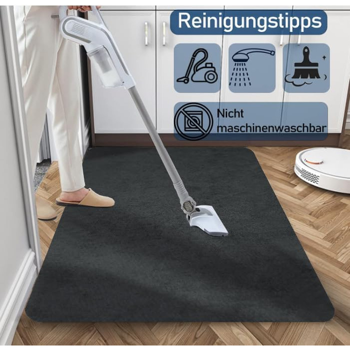 Килимок для вловлювання бруду 50x80 см, надтонкий килимок для прихожих, абсорбуючий нековзний килим, міцний килимок для прихожих, для вхідної зони, кухні, патіо, вхідних дверей, темно-сірий 50 x 80 см (прямокутний)