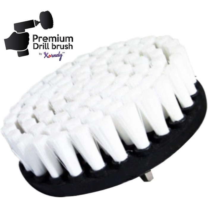 Преміальна щітка для дриля Kornely, надзвичайно м'яка, біла, 13 см для професійного очищення. Не дряпає поверхні. Підходить для чи