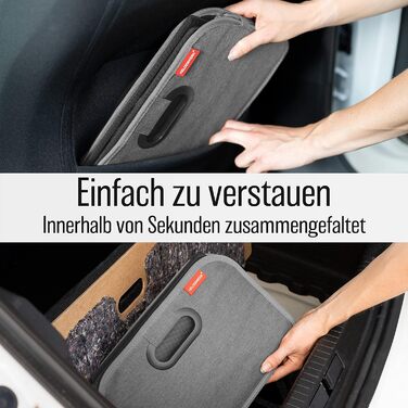 Сумка для багажника HELDENWERK, складана з антиковзким кріпленням на липучках - органайзер для авто, складана коробка для покупок, посилена та міцна, сіра