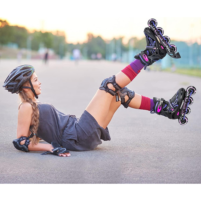 Регульовані роликові ковзани для дітей, світлові роликові ковзани для чоловіків/жінок A Violet Small (EU 29-32), 2PM SPORTS