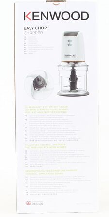 Подрібнювач з чотирма лезами, чаша 0,5 л, привід під тиском, 2 швидкості, нековзне кільце, можна мити в посудомийній машині, криголам, 500 Вт, білий, 61.000WH