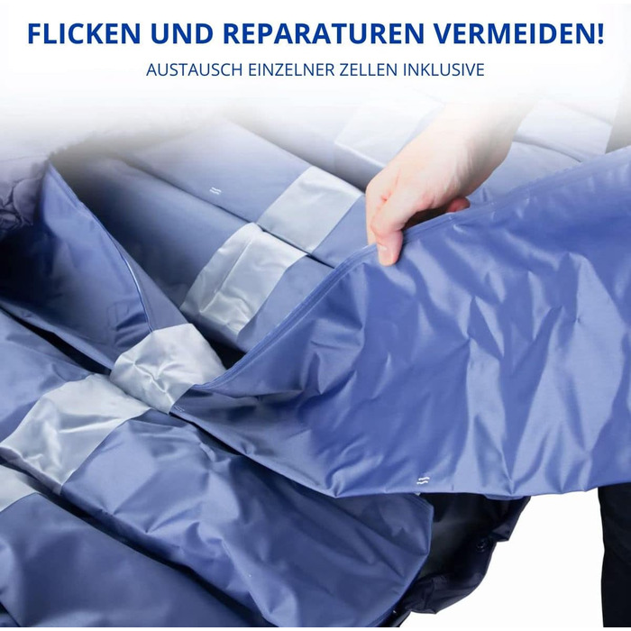 Протипролежневий матрац, Mobi 2, Для пролежнів I та II ступеня, Зі змінним повітрям, Самонадувальний надувний матрац, Повітряна подушка, 200 x 86 см, 9,5 см, 20 комірок, Колір синій