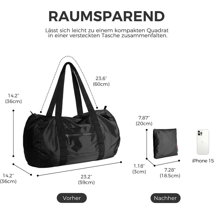 Складана спортивна сумка об&39ємом 45 л водовідштовхувальна спортивна сумка для тренажерного залу, портативна сумка на вихідні, легка для подорожей, фітнесу та кемпінгу (чорна) Чорний 45 л