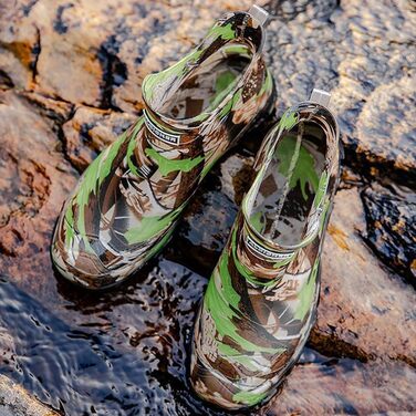 Водонепроникні гумові чоботи Pangolin для чоловіків та жінок, камуфляжні садові чоботи без шнурівки, легкі дощовики з нековзною підошвою, короткі черевики для риболовлі, кемпінгу, зелені, EU 43