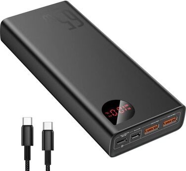 Зовнішній акумулятор для MacBook Dell XPS iPad iPhone 15 14 13 12 Pro Mini Samsung Switch, 65W 20000mAh Powerbank Fast Charging USB C 4-Port PD3.0