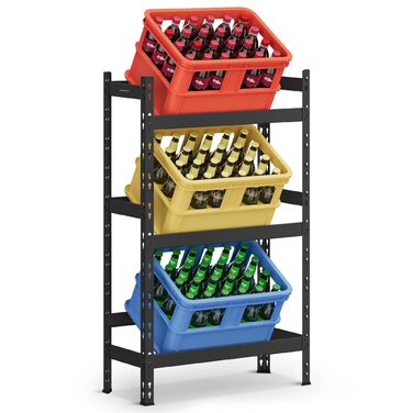 Стелаж для напоїв SONGMICS, для 3 напоїв, 3 рівні, вантажопідйомність кожного рівня до 30 кг, стійка для напоїв, стійка для пивних ящиків, сталь, підставка для ящиків, стійка для водних ящиків, чорний колір GYL001B01