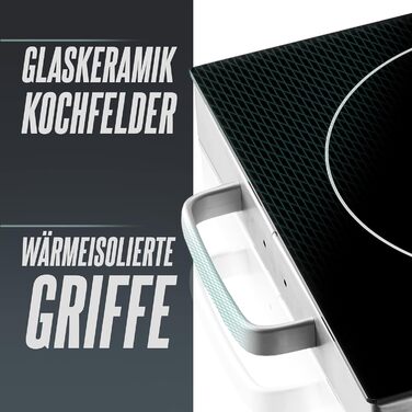 Інфрачервона варильна поверхня HEINRICHS Склокерамічна варильна поверхня з інфрачервоним нагріванням, електричні варильні поверхні, що підходять для всіх каструль і сковорідок, 2000 Вт для кемпінгу/офісу/кухні/на відкритому повітрі/одиночна, одинарна вари