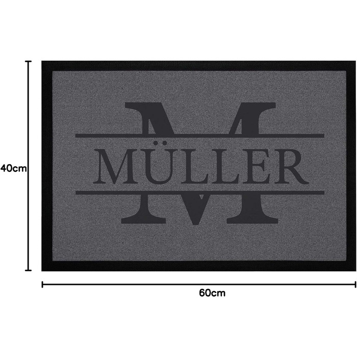 Персоналізований килимок для дверей з іменем та ініціалами прізвища, нековзний та миється, білий, 60x40 см, Сімейний 1, Білий