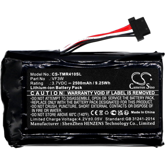 Замінний акумулятор Cameron Sino для TomTom 4GE40, Great Rides Edition, Rider 400, Rider 410, Rider 550. Артикул TomTom LHA11133000, LHA11138000, VF3W 2500mAh / 9.25Wh