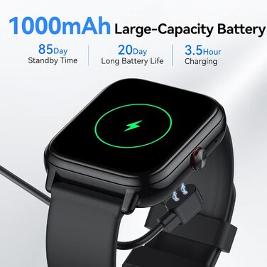 Розумний годинник для чоловіків та жінок, 1,83-дюймовий сенсорний HD-екран, 20-денний час роботи від батареї, фітнес-годинник з пульсометром, монітором сну, крокоміром, функцією Bluetooth-дзвінків, 112 спортивних режимів, водонепроникність IP68, спортивни