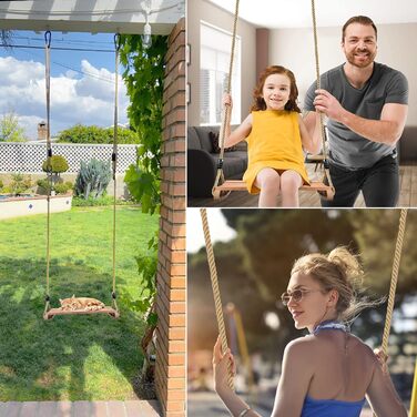 Дерев'яні гойдалки сидіння, гойдалки дерев'яні для дорослих і дітей гойдалки садові з регульованою мотузкою криті і відкриті гойда