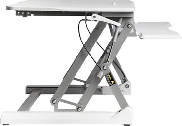 Стіл-конвертер Seville Classics 90 см з пневматичним регулюванням висоти сидячи-стоячи з газовою пружиною, металевий, білий 90 см x 59 см пневматичний білий