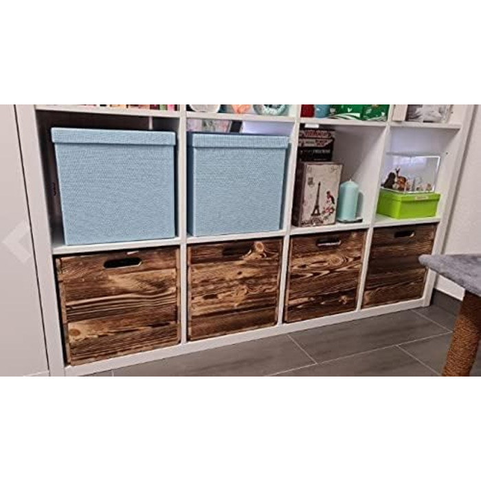 Гарні дерев&39яні кошики-коробки, підходять для Ikea Kallax, для зберігання шкільного приладдя / іграшок, нові, 37,5x32x32,5 см (полум&39яні), 4