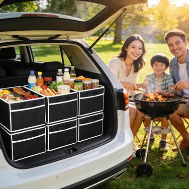 Універсальний регульований подвійний органайзер для багажника з 3 відділеннями, великої місткості, складаний контейнер для зберігання речей в авто, портативні водонепроникні сумки