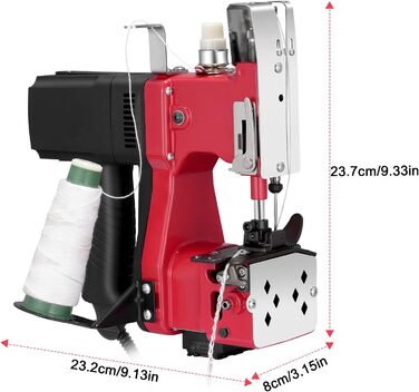 Портативна швейна машина Kotsy Sack 220V на 2 секунди/мішок, машина для зашивання мішків для сумок/тканини/рису/паперу/пластикових пакетів швейна машина червона