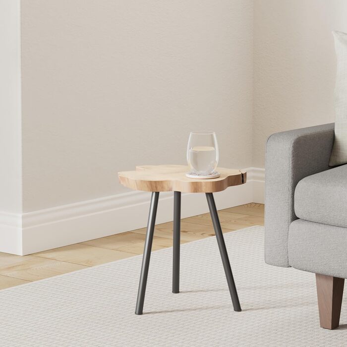 Журнальний столик з тикового дерева 44 см Табурет Коричневий Чорний Тумбочка з масиву дерева Декоративний столик Унікальна стільниця з тикового дерева різних форм Диванний столик Вітальня Спальня