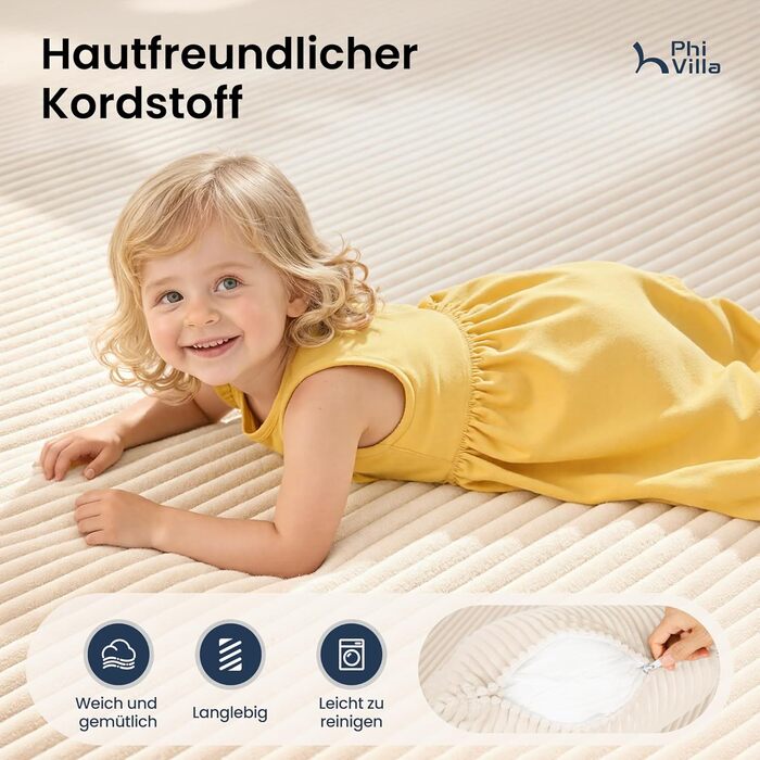 Кутовий диван PHI VILLA зі сном, Cloud, безкістковий диван, 5-місний L-подібний модульний диван для вітальні, вельвет, не потребує складання, бежевий, 5-місний, бежевий