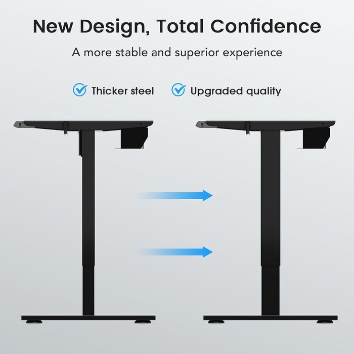 Електричний стіл для роботи сидячи та стоячи, електрична рама з потужним двигуном, функцією пам&39яті та запобігання зіткненням, порти USB-A та Type-C, регулювання висоти (70119 см), K2303