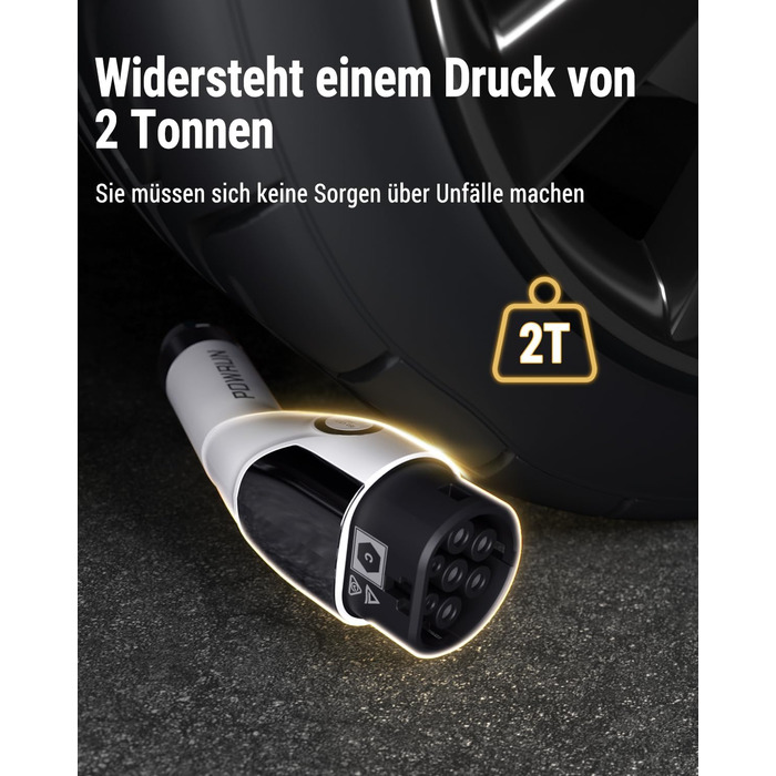 Зарядний кабель Powrun тип 2 22кВт 5м 32А з сумкою для перенесення, зарядний кабель електромобіля тип 2 3-фазний IP55 водонепроник