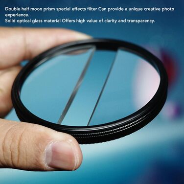 Фільтр телескопа Half Moon, фільтр спеціальних ефектів камери, подвійний Half Moon Glass розділений діоптрійний фільтр для дзеркальних фотокамер (82 мм)