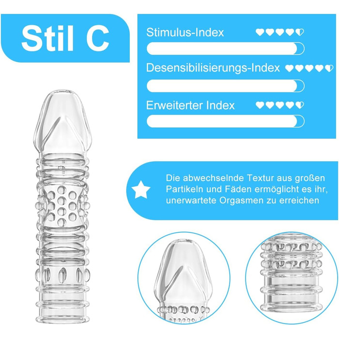 Набір з 4 силіконових насадок на пеніс QUEEN'S STORY