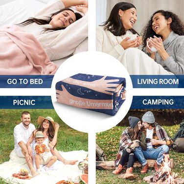 Подарунки Craftique &quotОдужуй швидше&quot для жінок та чоловіків, велика ковдра для обіймів, подарунки для підняття настрою, подарунки для комфорту, подарунок для підбадьорення дівчини, подарунок для співчуття 153x127 см (темно-синій)