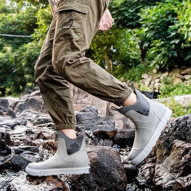 Водне взуття, гумові чоботи, нековзні, для риболовлі, катання на човні, роботи, чоловічі, для подорожей та походів, сірі, 38 2/3 EU