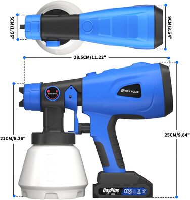 Система розпилення фарби 21В з 4-ма соплами з твердої латуні та розпилювачем з поліпропілену 1000мл, багатофункціональний розпилювач фарби 3 режими розпилення, пістолет-розпилювач для розпилення пестицидів, дезінфекції, фарбування меблів та стін.