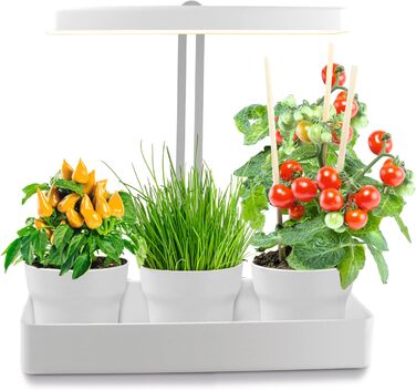 Гідропонна світлодіодна система вирощування рослин Лампа для рослин Світло для рослин Травяний сад Внутрішня садова лампа для вирощування 22 Вт 1350 люмен 10 саджанців Таймер з регулюванням висоти