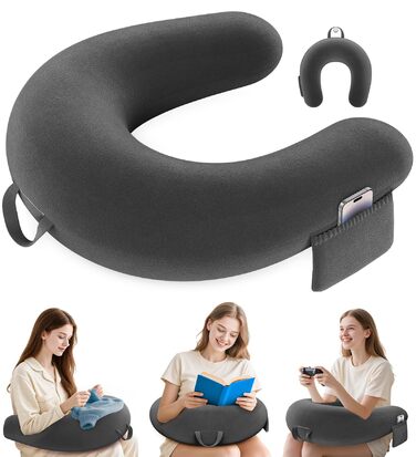 Ігрова та читацька подушка, подушка для читання для сидіння на ліжку/дивані/підлозі, подушка для годування/в&39язання гачком з великою та ергономічною ігровою подушкою, геймерська подушка для iPad/ноутбука - чорна