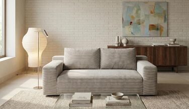 Місний диван 180 см у коробці не потребує складання, вакуумно-стиснутий пінопласт, доставляється компактно, сучасний дизайн (світло-сіра вельветова тканина, 2-місний) Світло-сіра вельветова тканина, 2-місний, 2-