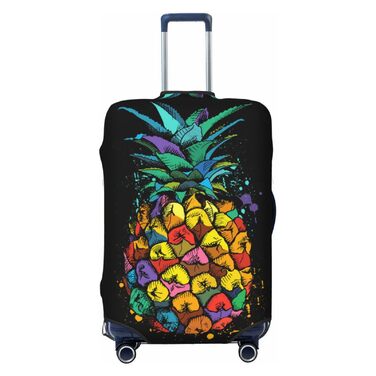 Чохол для валізи Яскравий ананас, міцний захист для багажу, підходить для валіз розміром 45.7-81.3 см, розмір XL, чорний, екстра-великий