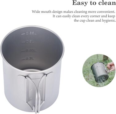 Одностінна титанова кружка Boundless Voyage з кришкою, складна ручка, для активного відпочинку на природі, кемпінгу, надлегка, для води, чаю, кави, 750 мл, 750 мл, 1 упаковка