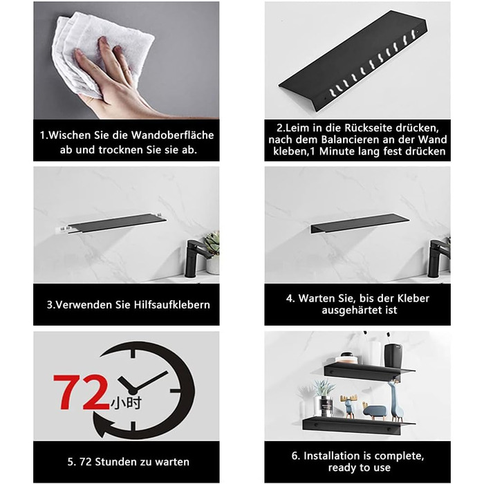 Полиця для душу Bestdon Полиця для душу без свердління, 2 шт. Полиця для ванної кімнати, Полиці для душових кошиків Алюмінієва сам