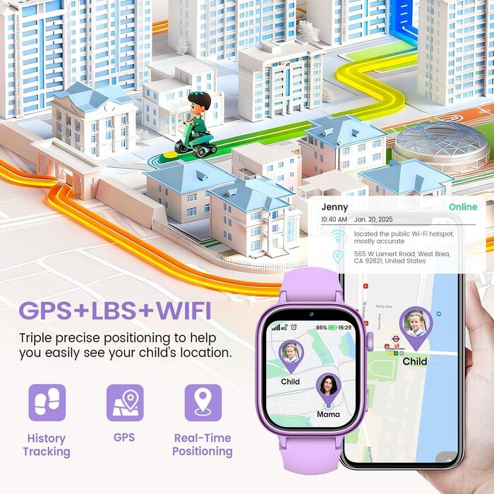 Дитячий смарт-годинник SWGOTA з телефоном та GPS, 1,83-дюймовий дитячий годинник з відеодзвінками/голосовим чатом/SOS/шкільним режимом/SMS/SIM/будильником, дитячий смарт-годинник IP68 з крокоміром та монітором сну, подарунок для дівчаток та хлопчиків, фіо