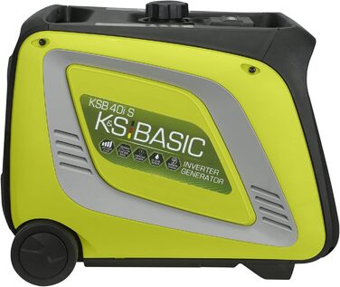Інверторний генератор KSB 40i S, генератор потужністю 3900 Вт, електронне перетворення електричної енергії, аварійний генератор з двигуном Euro 5, 2 розетки Schuko 230 В, світлодіодний дисплей, режим ECO