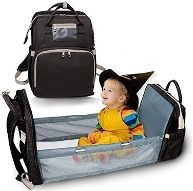 Портативний пеленальний мішок, багатофункціональний пеленальний рюкзак 4-в-1, дитячий дорожній рюкзак для дитячого ліжечка, складн