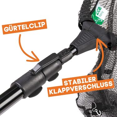 Підсак Zite для риболовлі - 2,40 м та 2,70 м - Easy Telescopic Technology, 60x60 см Гумований підсак, рибальська сітка 2,70 м