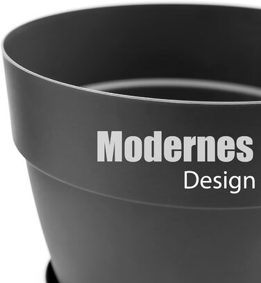 Горщик для квітів з блюдцем круглий ø47 см в антрацитовому кольорі - кашпо підходить для внутрішнього та зовнішнього використання
