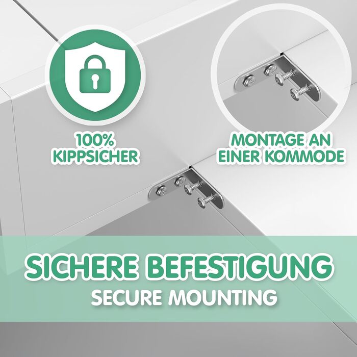 Накладка на пеленальний столик CADANI ILA Регульована універсальна накладка на пеленальний столик, сумісна з комодами IKEA Malm, Hemnes та Nordli 777612 см, Біла із захистом від перекидання та надійним кріпленням для пеленальних столиків