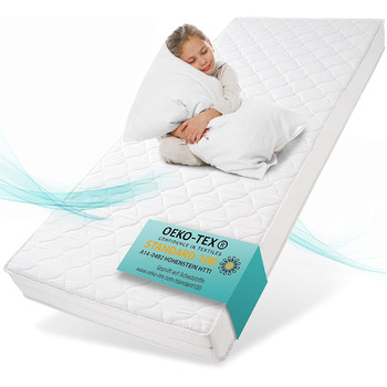 Дитячий матрац Sun Garden 120x200 см H3, сертифікований Oeko Tex 100, матрац для дитячого ліжка, чохол можна прати, оптимальний матрац для дітей, чохол зі стьобаним кліматичним волокном, P1440 ComfortPur 120 x 200 см H3