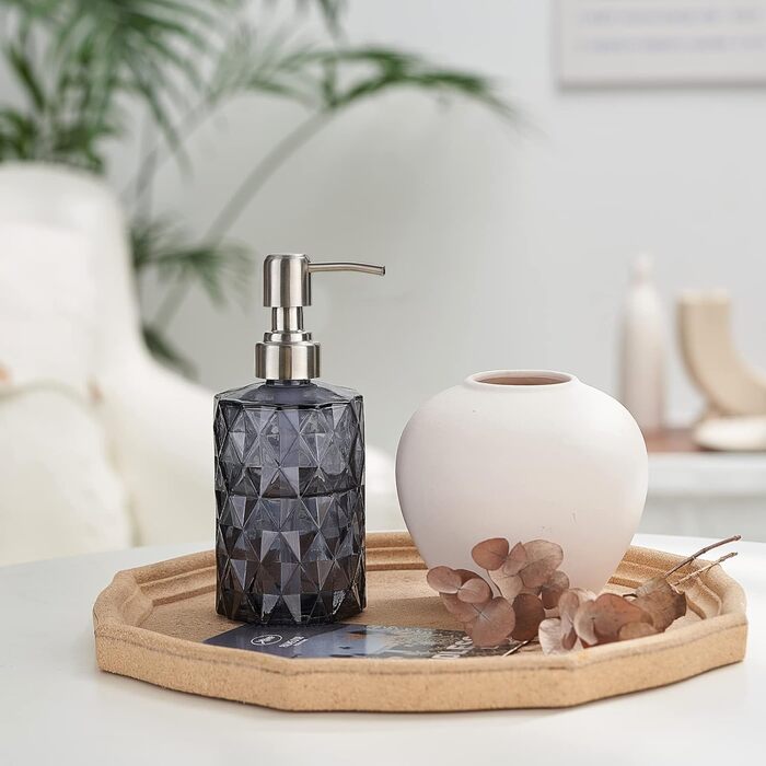 Скляний дозатор мила Ekirlin для кухні, ванної кімнати - багаторазова пляшка з прозорого скла для миття рук, скляний дозатор 340 м