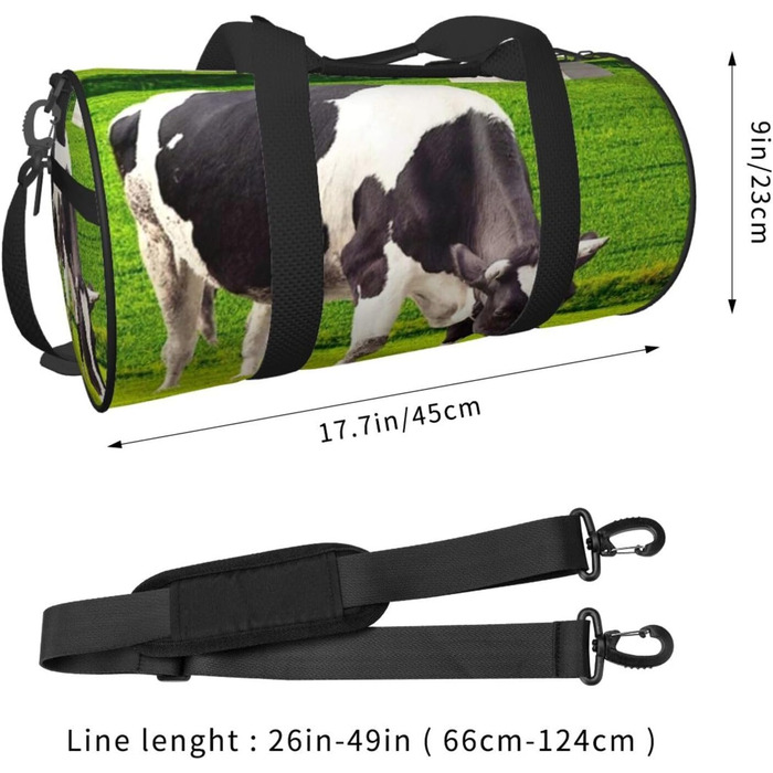 Спортивна сумка-мішок для подорожей та пляжу, принт Корови, чорна, універсальний розмір, дорожня сумка