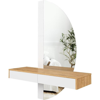 Туалетний столик Vicco Melisa, дуб/білий, 120 см зі світлодіодним підсвічуванням Білий зі світлодіодним дзеркалом